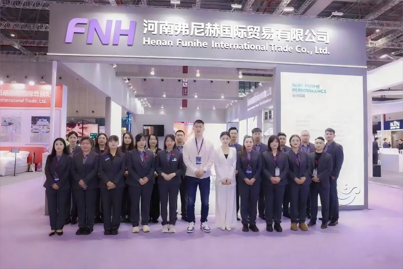 Funihe team and hospitality textile buyers at exhibition 12