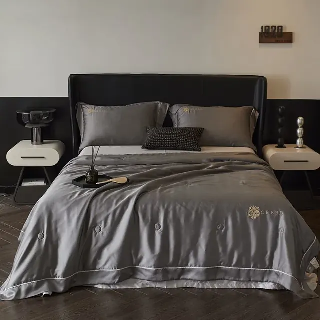 Soft Super King Quilt Cover Solid Color Ice Grey Hotel Bedding Set — Cotton by FNH