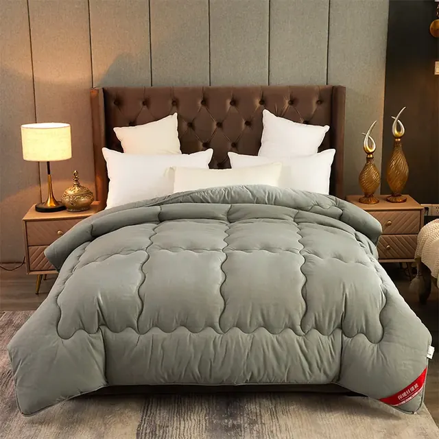 Polyester Standard Size Dark Gray Machine Edging Duvet by FNH