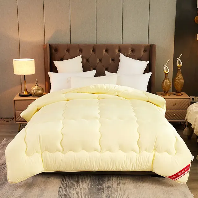 The Polyester Queen Size Yellow Machine Edging Duvet by FNH