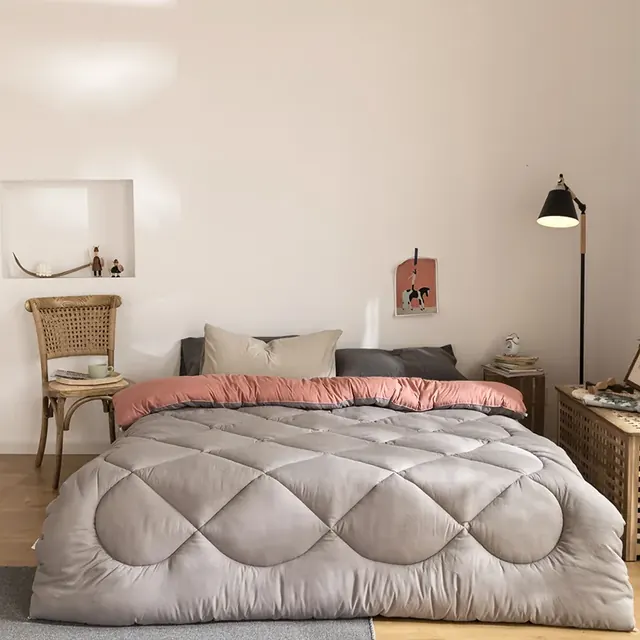 Lace A B Sides Gray Pink Queen Size Patchwork Style Duvet by FNH
