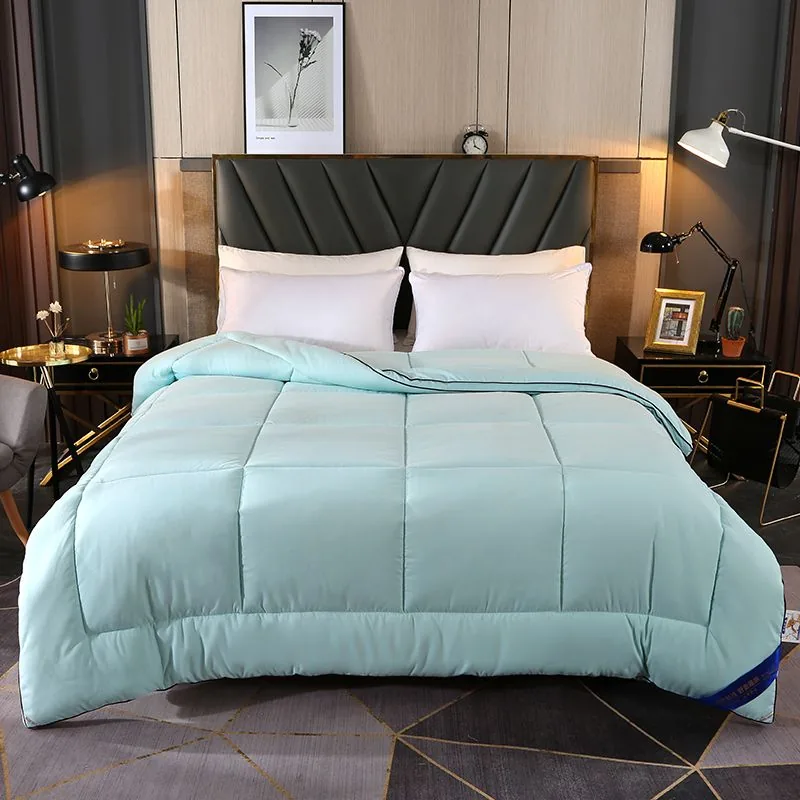 Light Blue Double Size Gusset Piping Duvet by FNH