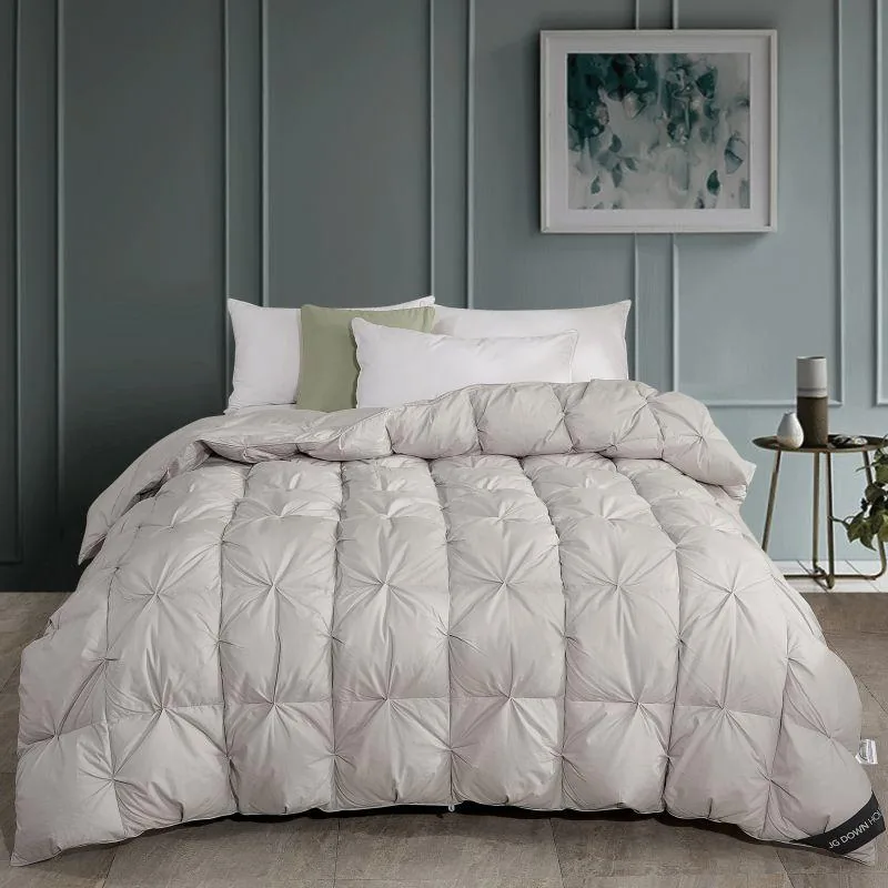 Feminine Light Gray Twisted Flower Style Super King Size Goose Down And Duvet by FNH