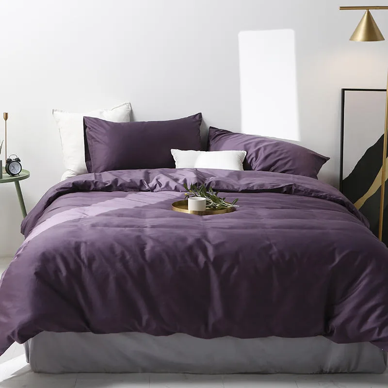 Responsibility Purple Plain Inn Motel Hotel Bedding Set by FNH