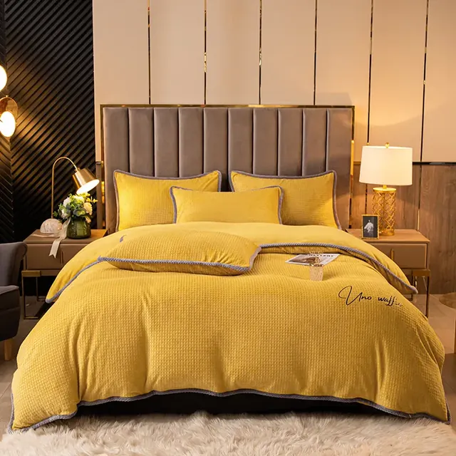 Leaves Yellow Winter Use King Size Sheet Sets Bedding Home Bedding Set by FNH