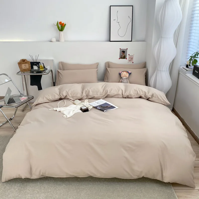 Luxury Solid Color Satin 100% Polyester Bedding Set by FNH