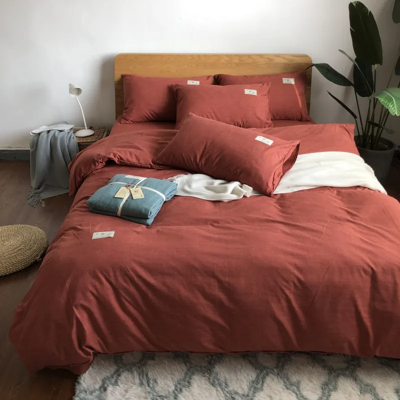 Pure French Linen Bedding 100 Fabric Raw Material 100% Rust Set Pillow Case by FNH