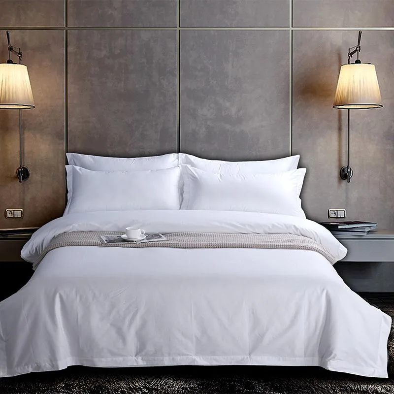 120S 100% Cotton Plain White Hotel Bedding Set by FNH