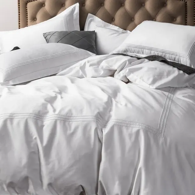 Embroidery 100% Cotton Fabric Motel Bedding Set by FNH