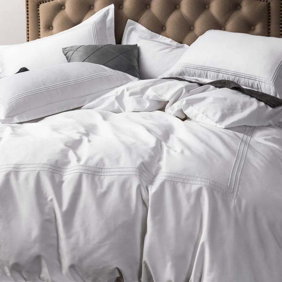 Embroidery 100% Cotton Fabric Motel Bedding Set by FNH