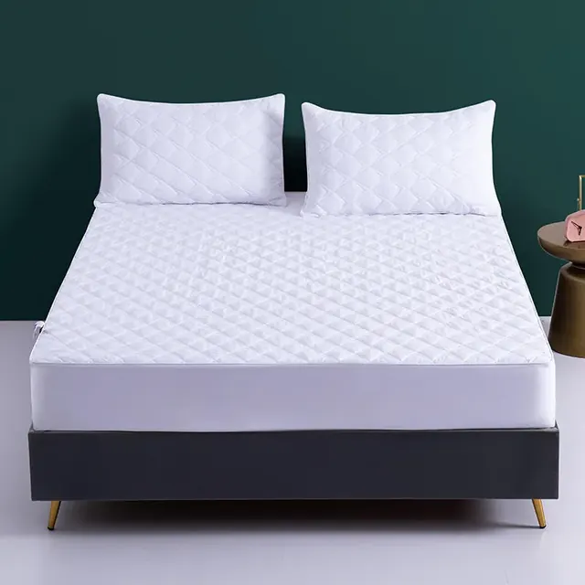 White Twin Size Stitch Fitted Mattress Protector by FNH